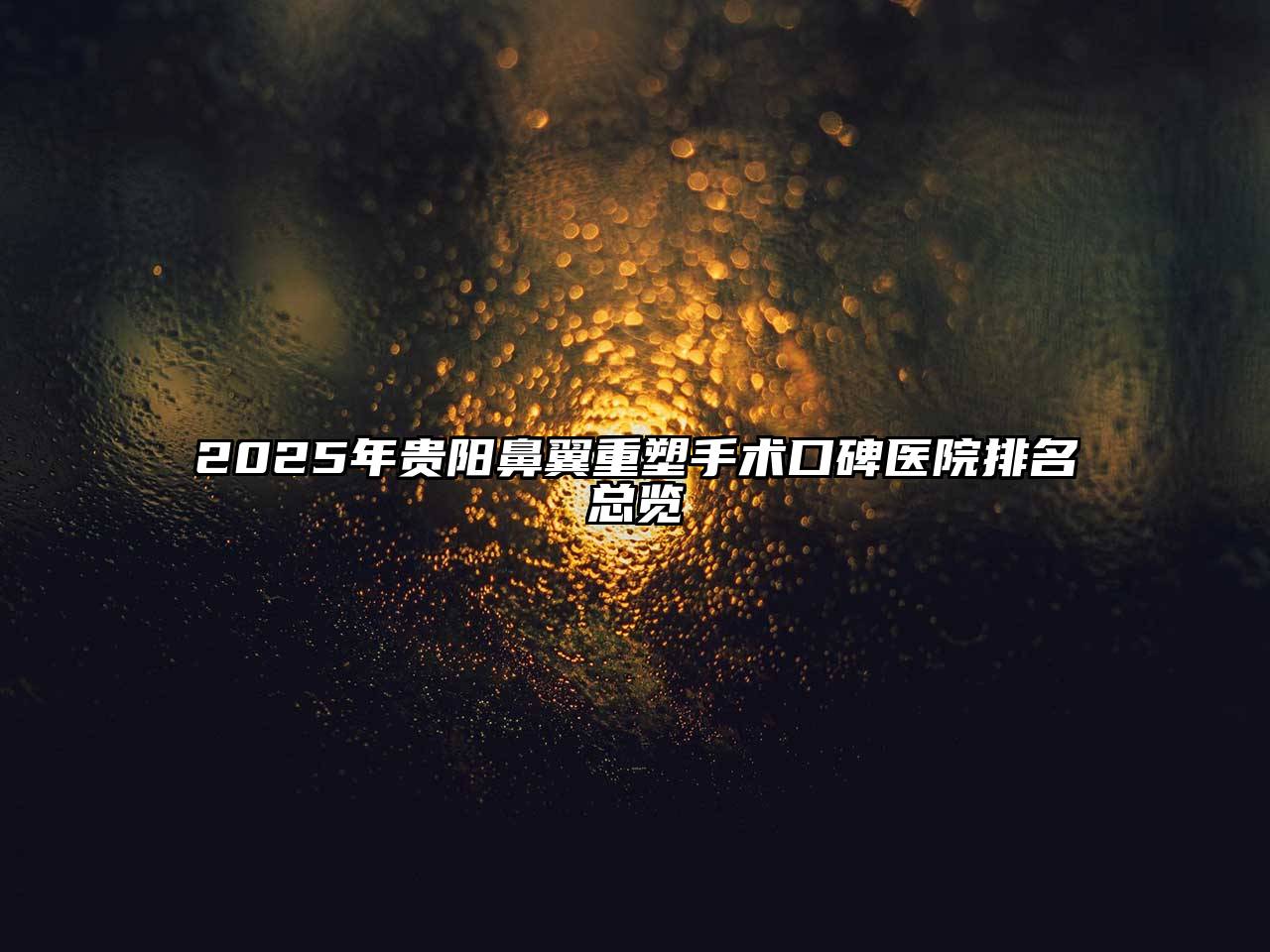 2025年贵阳鼻翼重塑手术口碑医院排名总览