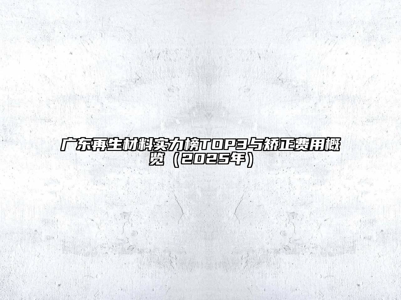广东再生材料实力榜TOP3与矫正费用概览（2025年）