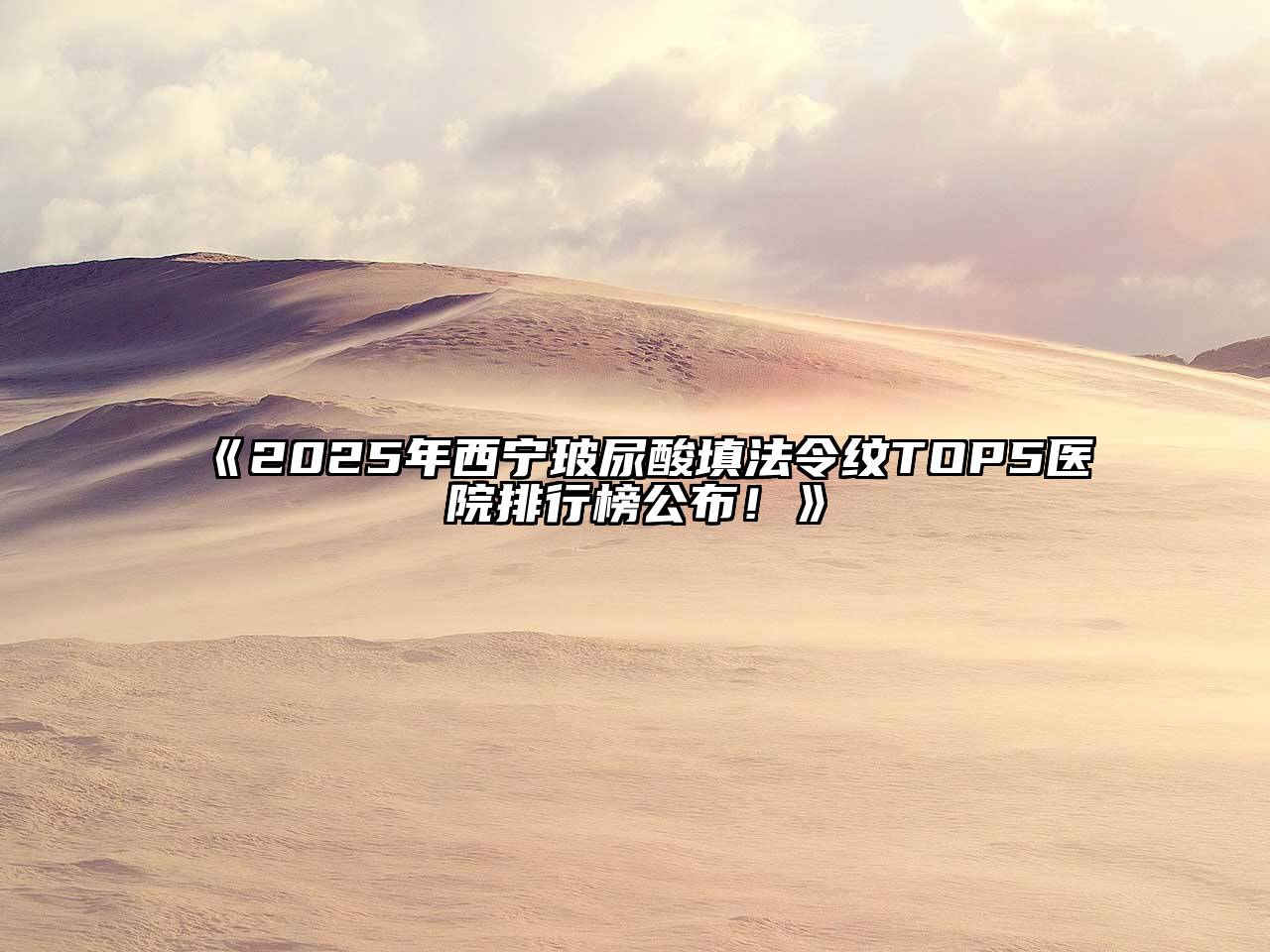 2025年西宁玻尿酸填法令纹TOP5医院排行榜公布！